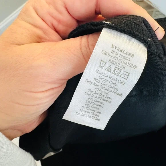 Everlane Cropped Straight Leg Denim Black Size 14 High Rise Stretch Minimalist - Picture 6 of 8